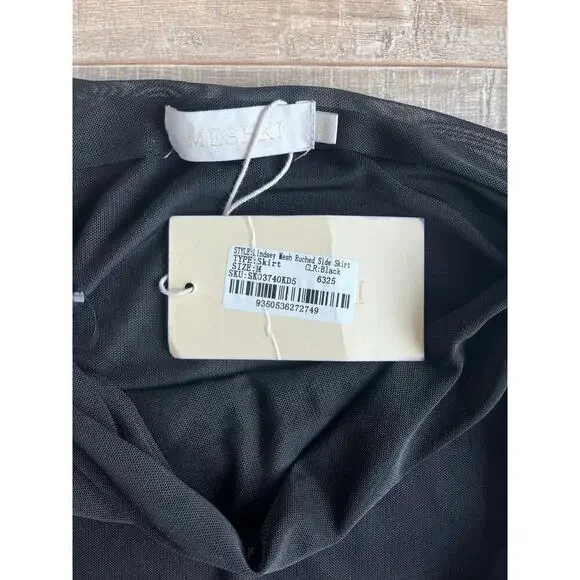 NWT - Meshki Lindsay Black Ruched Side Mesh Skirt Size M - Picture 3 of 7